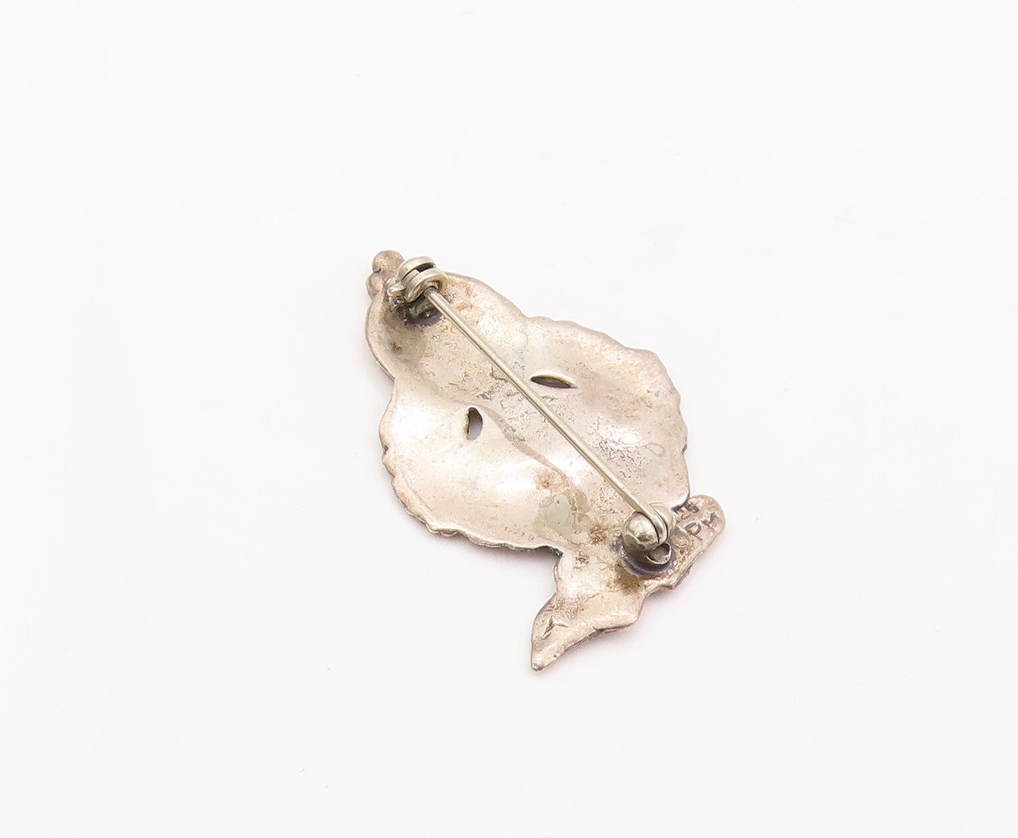 925 Sterling Silver Vintage Brooch Pin Cute Solid Carved Little Girl  BP10983