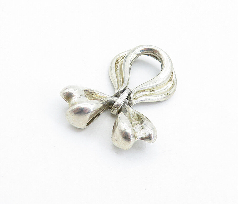 KABANA 925 Sterling Silver Vintage Modernist Bow Tie Ribbon Pendant PT4349