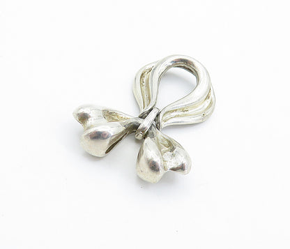 KABANA 925 Sterling Silver Vintage Modernist Bow Tie Ribbon Pendant PT4349