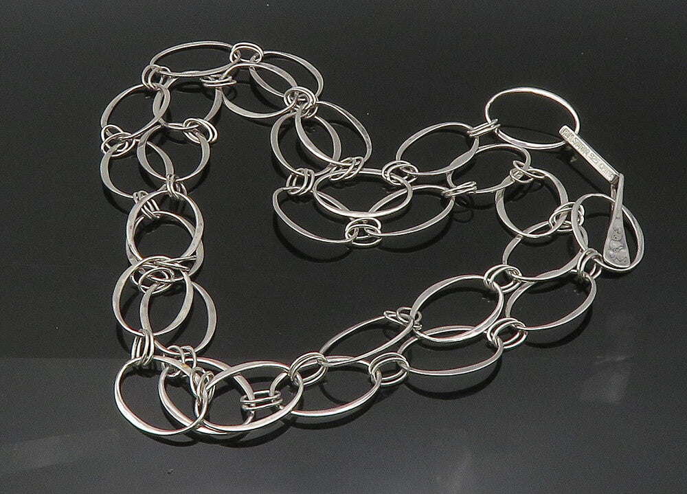 RLM STUDIO 925 Sterling Silver  Vintage Shiny Oval Link Chain Necklace  NE3610