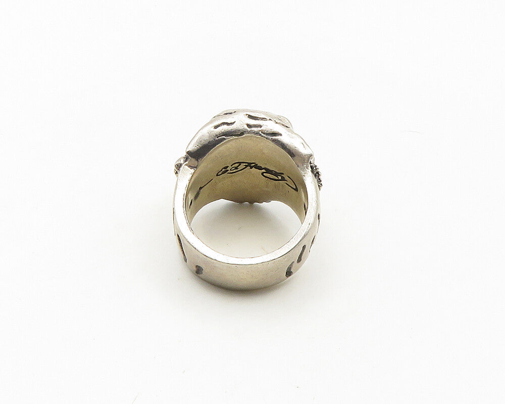 ED HARDY 925 Sterling Silver Vintage Heavy Lion Head Large Ring Sz 12.5  RG18807