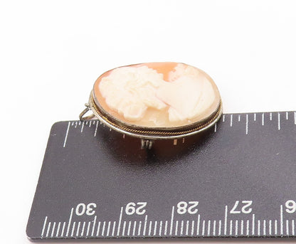 925 Sterling Silver Vintage Brooch Carved Lady Profile Cameo Charm Pin  BP11889