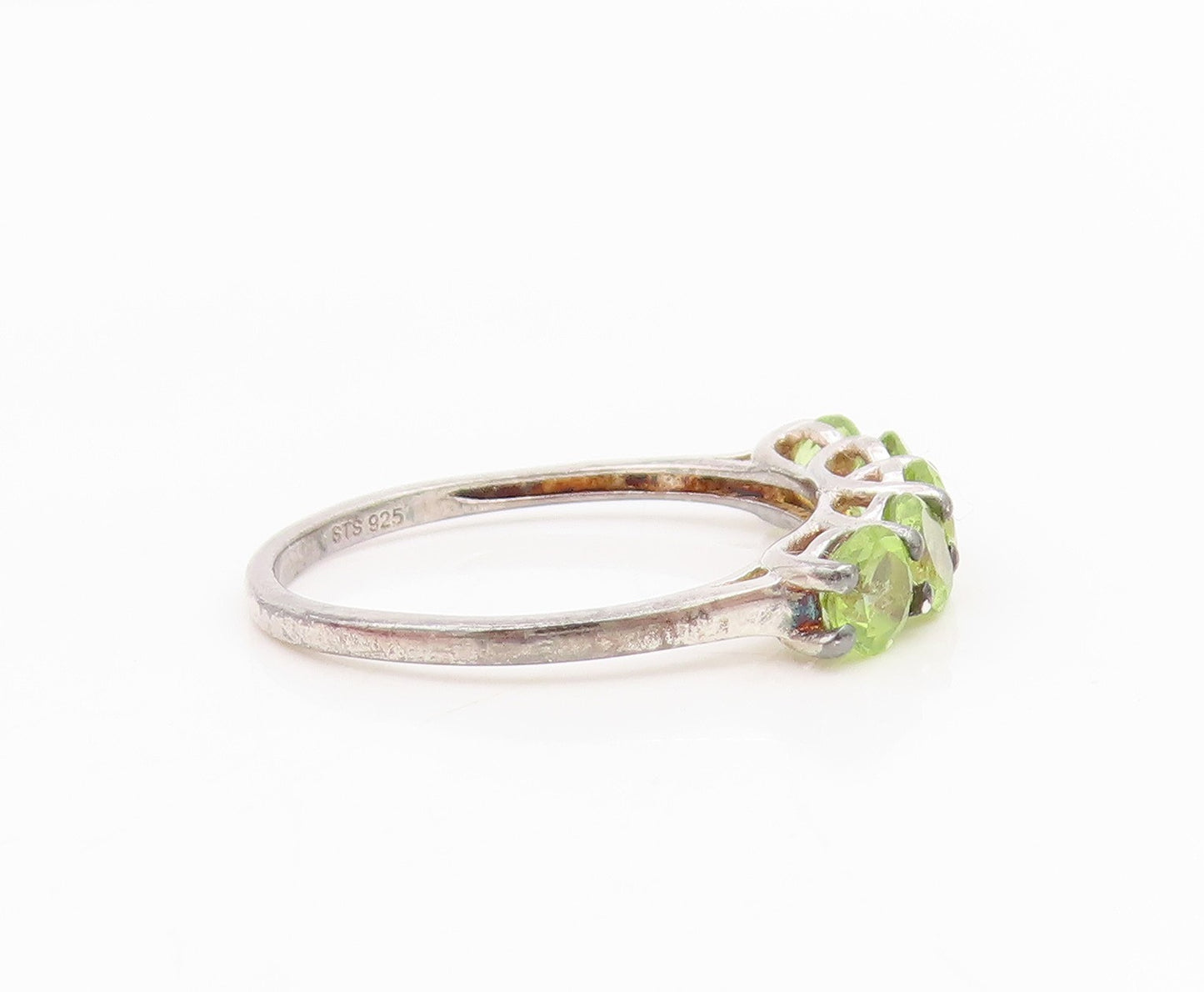 925 Sterling Silver Vintage Ring Five Stone Peridot Elegant Band  Sz 8  RG35032