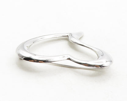 925 Sterling Silver  Shiny Polished Open Love Heart Smooth Brooch Pin  BP4762