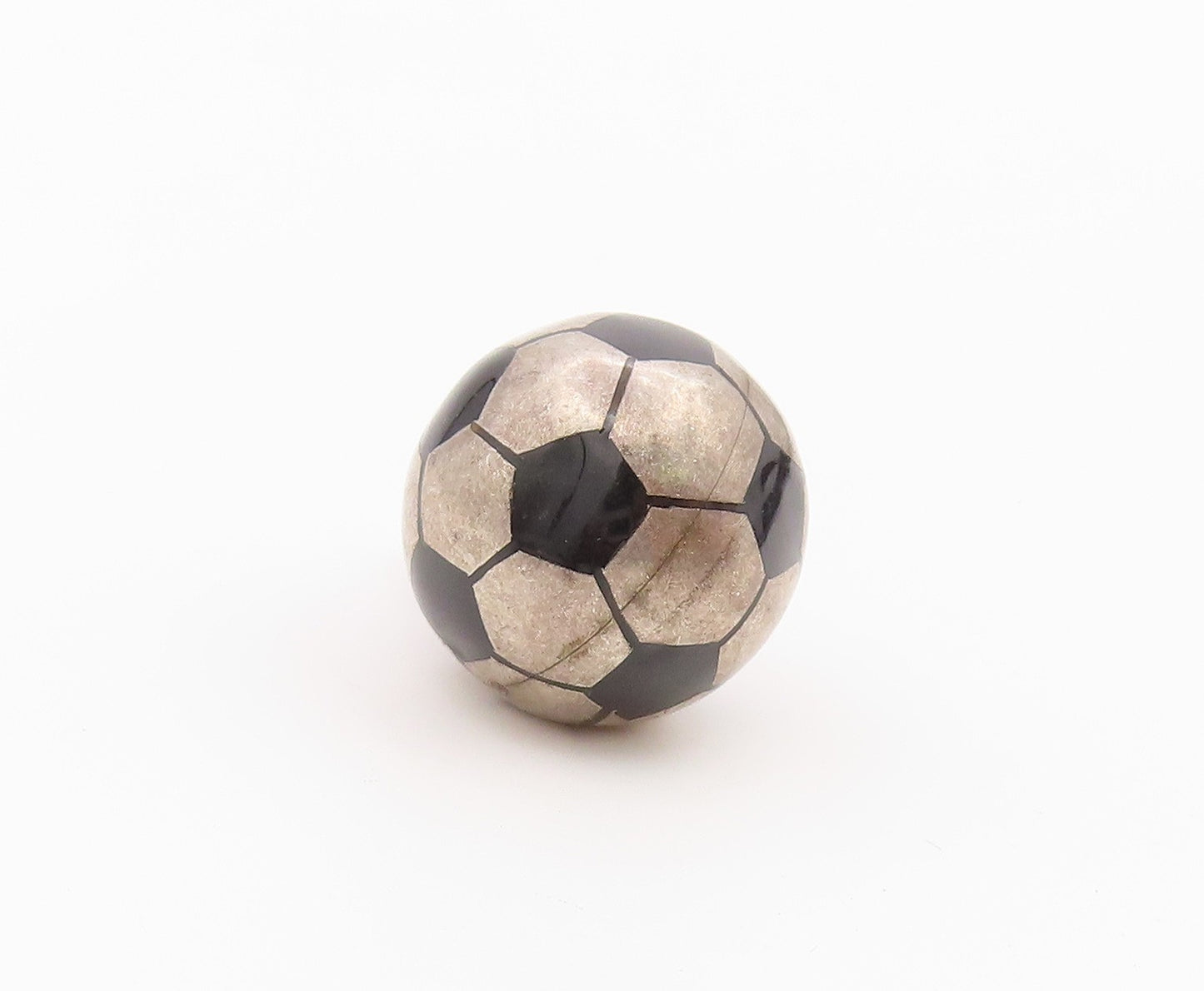 925 Sterling Silver Vintage Pendant Modernist Enamel Soccer Ball Charm  PT26393