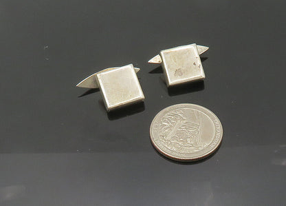 MEXICO 925 Sterling Silver  Vintage Minimalist Square Shiny Cufflinks  TR2985