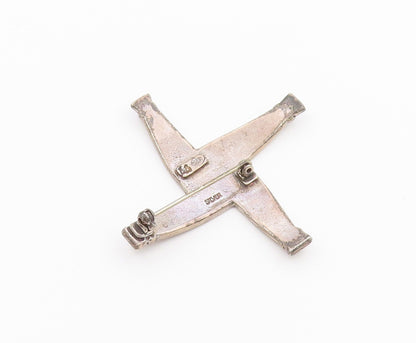 925 Sterling Silver Vintage Brooch Pin Classic Etched St. Brigid's Cross BP12620