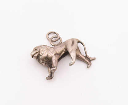925 Sterling Silver  Vintage Sculptural Standing Lion Pendant  PT21371