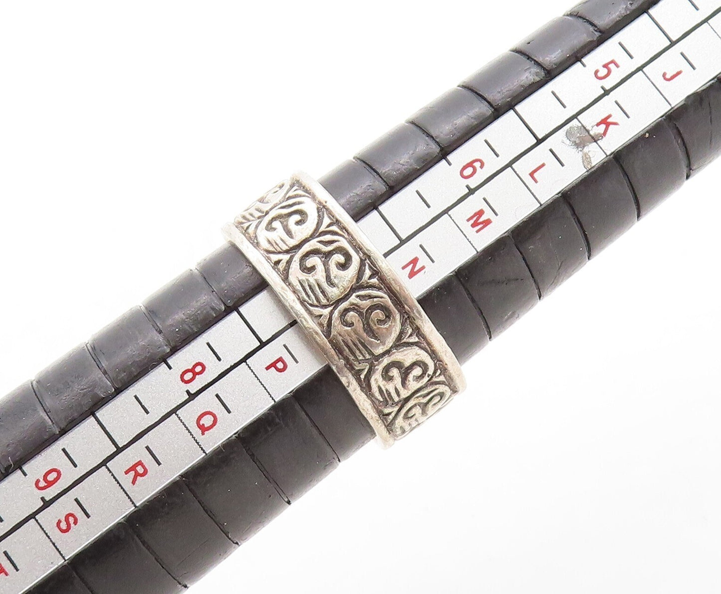 925 Sterling Silver Vintage Ring Swirly Repeated Design Carved  Sz 7  RG31396