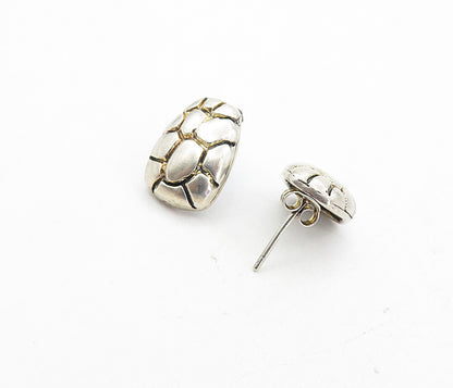 925 Sterling Silver  Vintage Shiny Petite Cobble Pattern Drop Earrings  EG4202