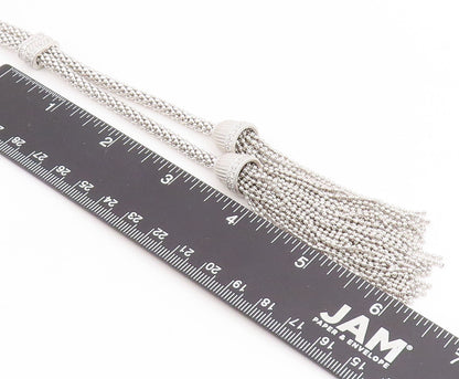 925 Sterling Silver Vintage Necklace JUDITH RIPKA CZ Elegant Tassel Chain NE4857