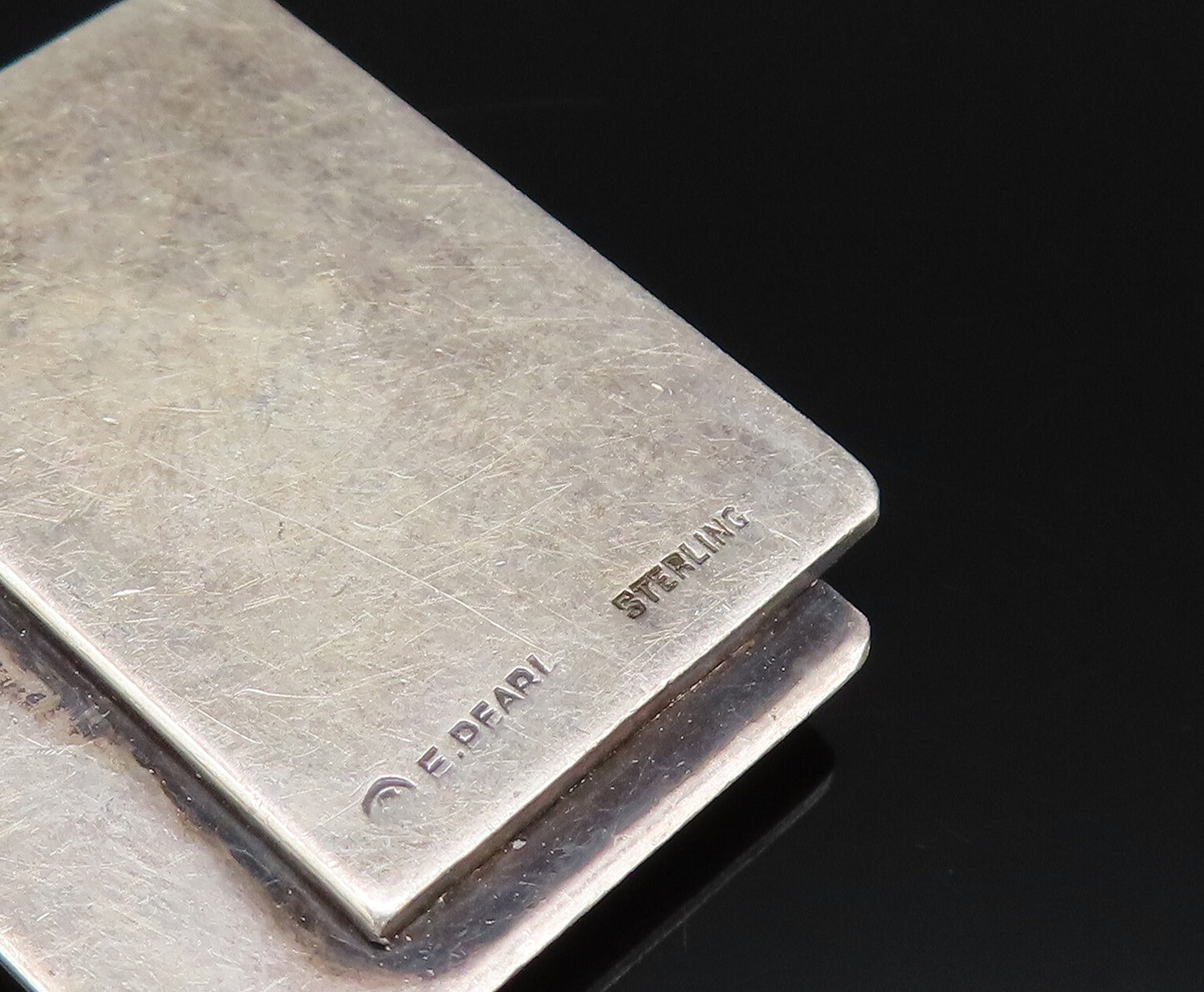 ERWIN PEARL 925 Silver  Vintage Modernist Double Square Figure Pendant PT21821