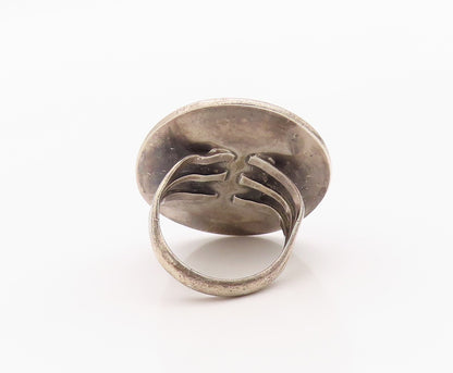 925 Sterling Silver Vintage Ring NAVAJO Jasper Twisted Rope Band Sz 6.5 RG36345
