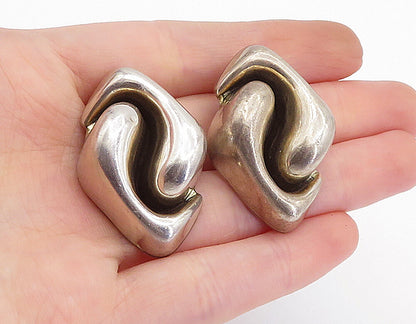 DULCE MEXICO 925 Sterling Silver  Vintage Modernist Non Pierce Earrings EG2229