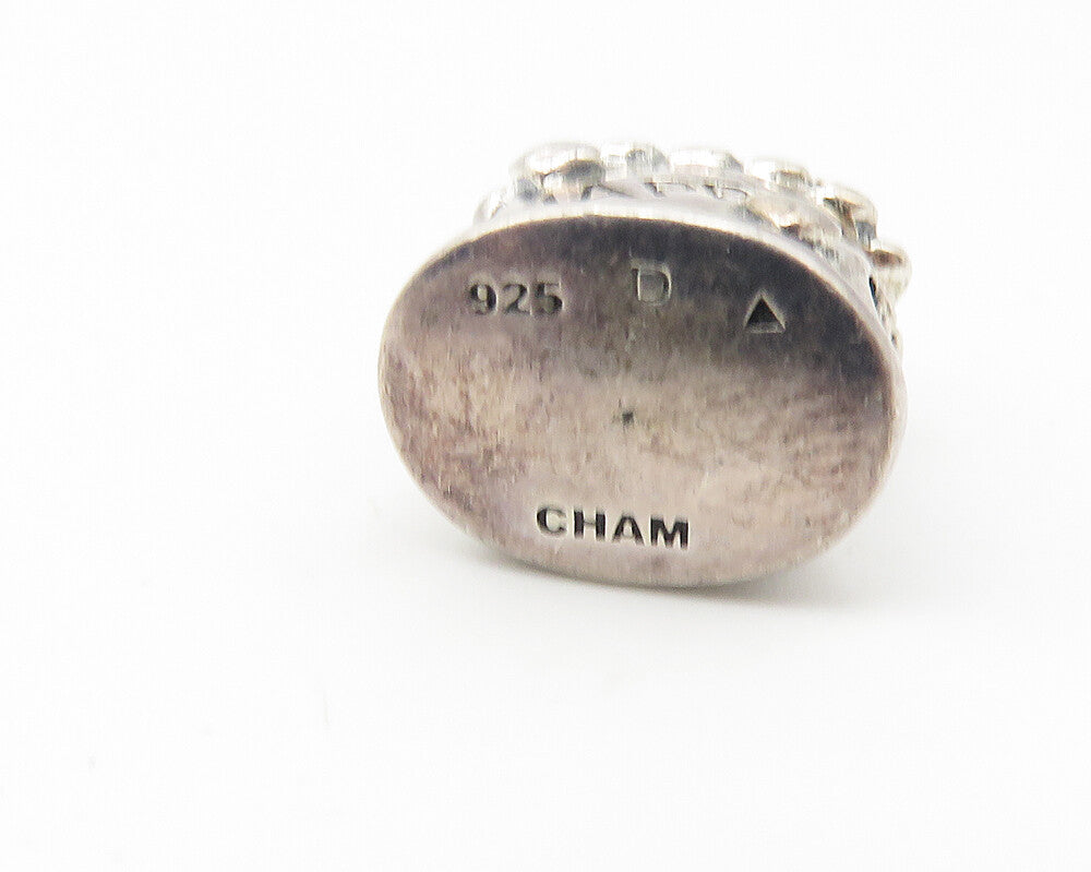 CHAM 925 Sterling Silver  Pink Topaz Happy Birthday Cake Slide Pendant  PT8660