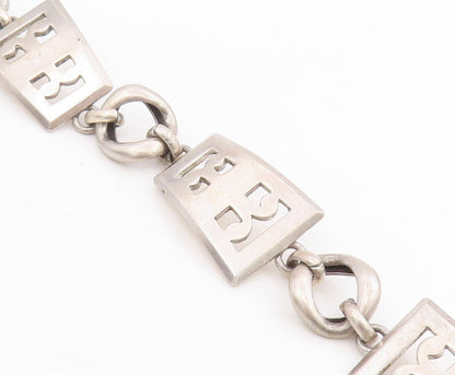 925 Sterling Silver Vintage Bracelet Modernist Cutout Pattern Link  BT11662