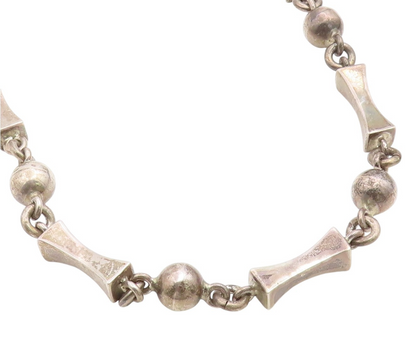 925 Sterling Silver Vintage Necklace MEXICO Solid Geometric Link HEAVY  NE4880