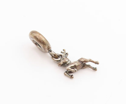 925 Sterling Silver Vintage Pendant PANDORA Antique Dangling Deer  PT24401