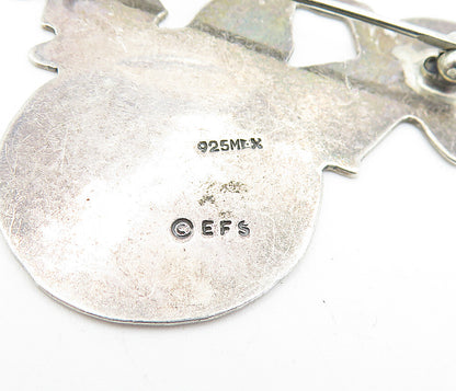 E.F.S. MEXICO 925 Sterling Silver Vintage Children World Unity Brooch Pin BP1843
