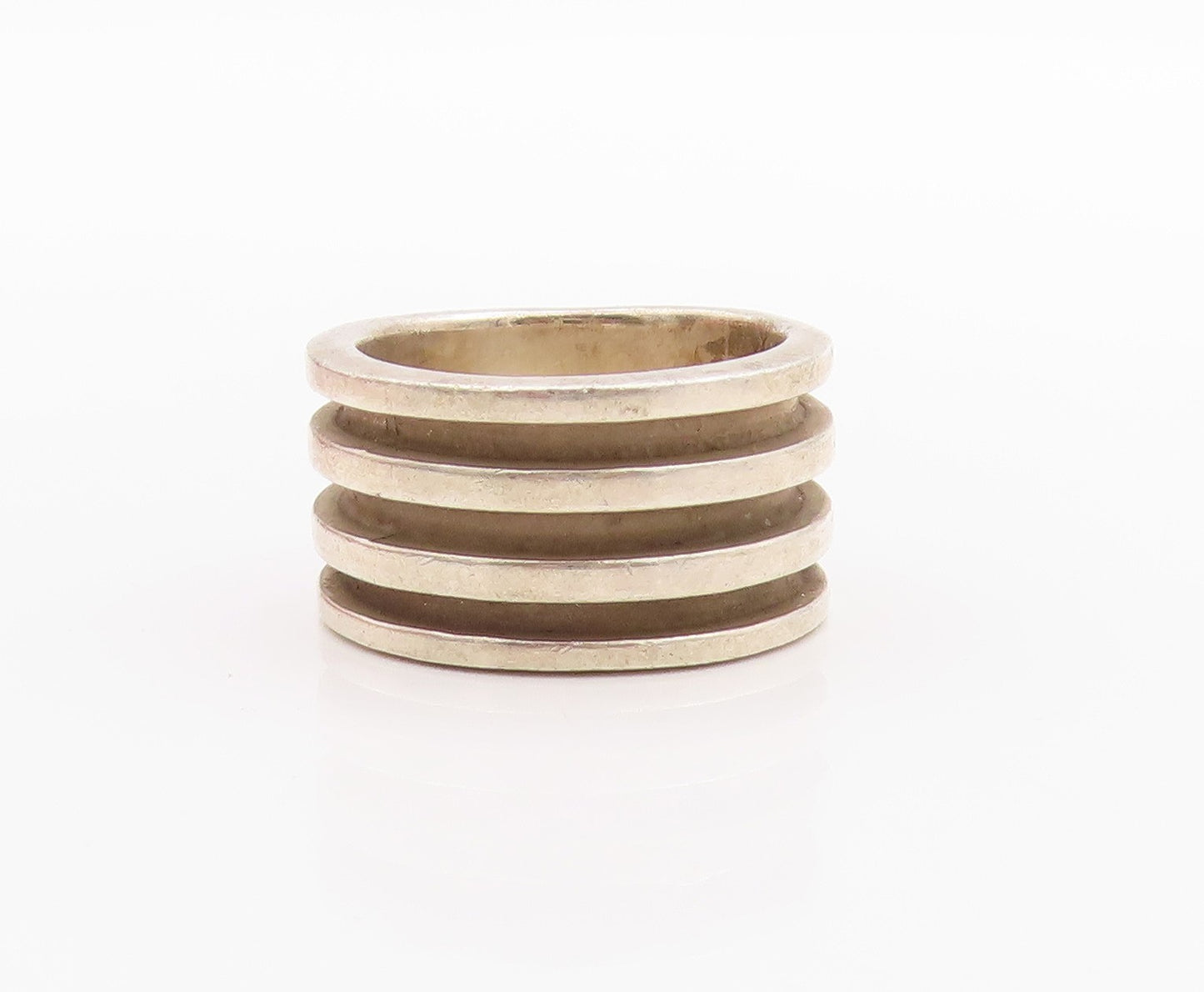 925 Sterling Silver Vintage Ring DAVID SIGAL Grooved Bands  Sz 7  RG33292