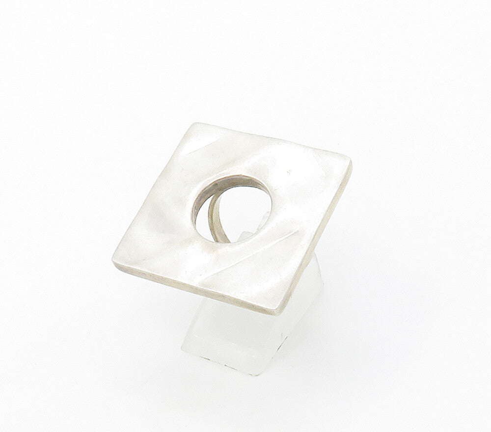 925 Sterling Silver  Vintage Shiny Cutout Square Statement Ring Sz 6  RG16730