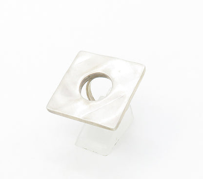 925 Sterling Silver  Vintage Shiny Cutout Square Statement Ring Sz 6  RG16730