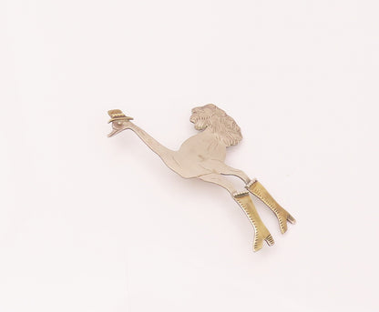 925 Silver  Vintage Designer Gold Plated Shoes & Hat Peacock Brooch Pin TR3503