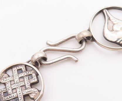 925 Sterling Silver Vintage Bracelet Classic Symbol Of Good Fortune Link BT12045