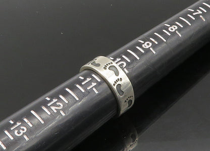 MEXICO 925 Sterling Silver Vintage Oxidized Footprints Band Ring Sz 10.5 RG23035