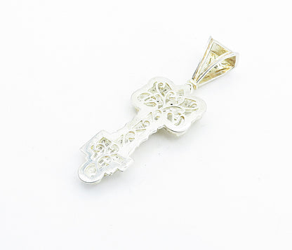 925 Sterling Silver  Vintage Cubic Zirconia Shiny Key Motif Pendant  PT4831