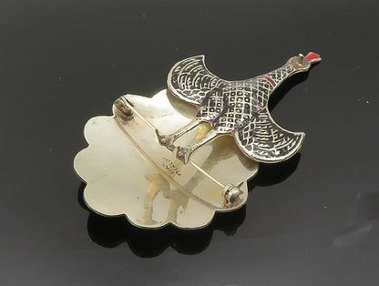 SIAM 925 Sterling Silver  Vintage Enamel Peacock Brooch Pin (MOVES)  BP9395