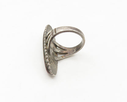 POST BELL TRADING NAVAJO 925 Silver  Vintage Agate Oblong Ring Sz 6.5  RG17123