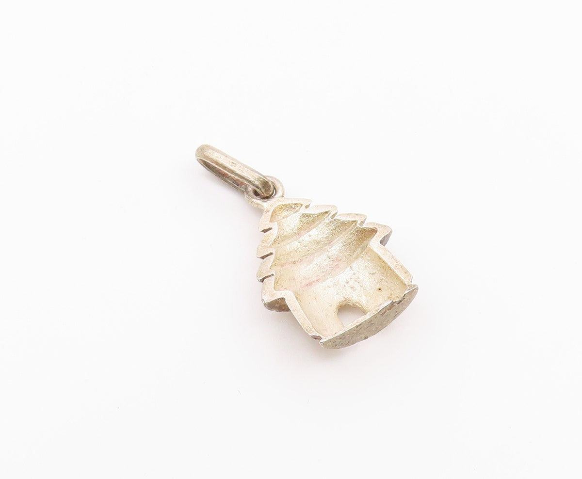 925 Sterling Silver  Vintage Petite Hut House Motif Pendant  PT18956