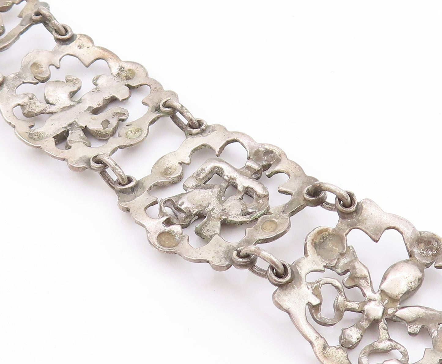 925 Sterling Silver Vintage Bracelet Antique Brutalist Egyptian Design  BT11209