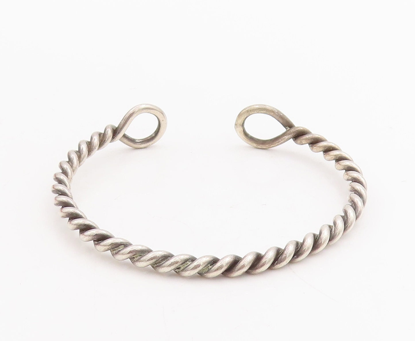 925 Sterling Silver Vintage Bracelet Solid Twisted Rope Cuff BT10674
