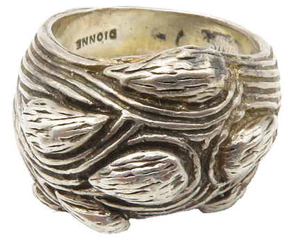 DIONNE 925 Sterling Silver  Vintage Sculpted Dome Band Ring Sz 5.5  RG14621