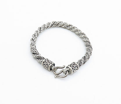 925 Sterling Silver  Vintage Rope Twist Swirl Detail Chain Bracelet  BT2850