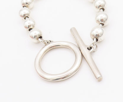 925 Sterling Silver Vintage Bracelet UNO DE 5O Solid Beads Toggle Lock  BT10349