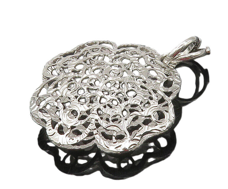 925 Sterling Silver  Shiny Polished Open Flower Motif Pendant  PT13746