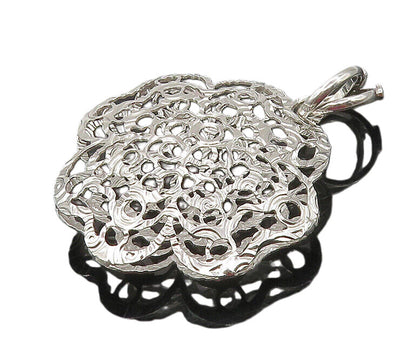 925 Sterling Silver  Shiny Polished Open Flower Motif Pendant  PT13746