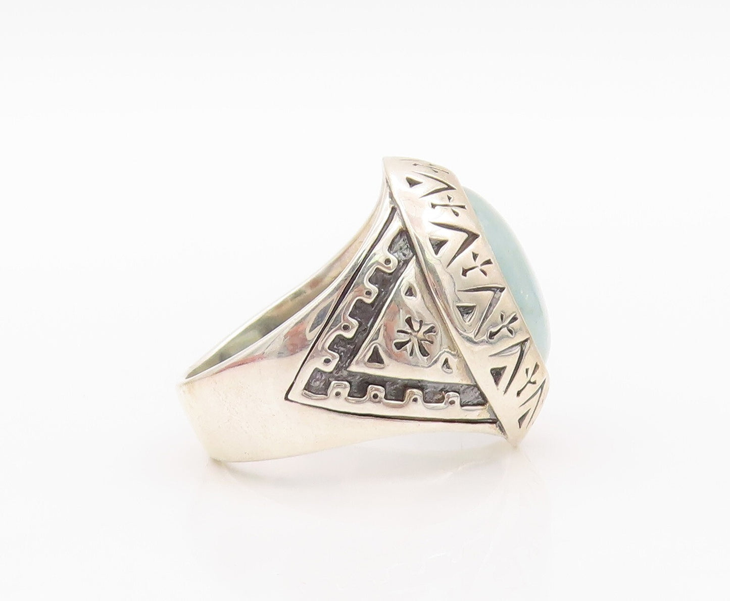 925 Sterling Silver Vintage Ring CAROLYN POLLACK Gemstone Etched  SZ 8.5 RG32070
