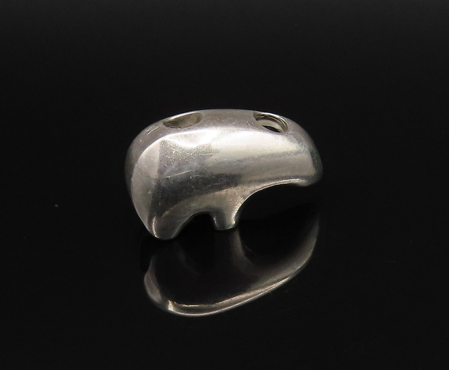 925 Sterling Silver  Vintage Minimalist Polished Bear Motif Pendant  PT21482
