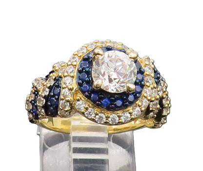 925 Sterling Silver  Vintage Gold Plated 2 Tone CZ Designer Ring Sz 8  RG27016