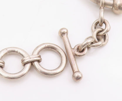 925 Sterling Silver Vintage Bracelet Classic Curved Barbell Solid Link  BT11675
