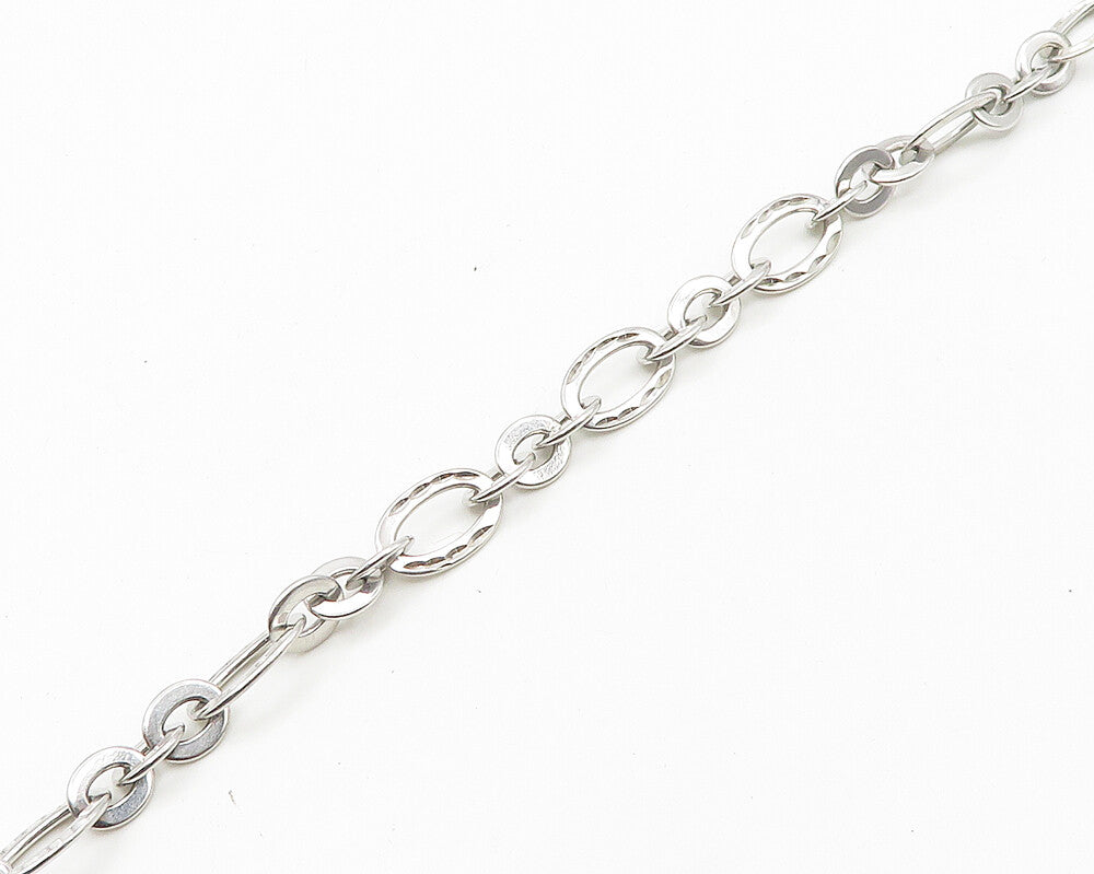 925 Sterling Silver  Vintage Shiny Diamond Cut Oval Chain Necklace  NE2848