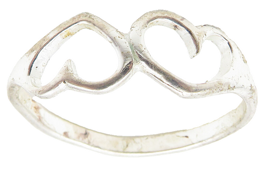 925 Sterling Silver  Shiny Smooth Open Love Hearts Band Ring Sz 8  RG10910