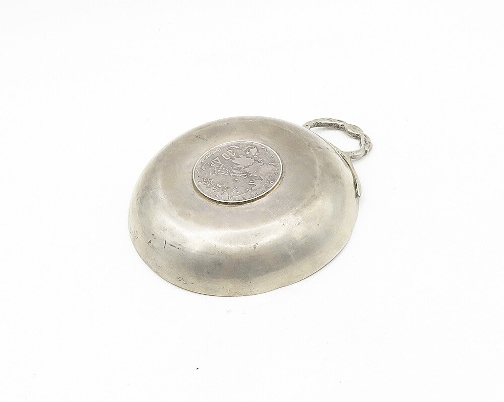 GREECE 925 Sterling Silver  Vintage Antique Round Coin Candy Dish  TR2517
