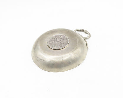 GREECE 925 Sterling Silver  Vintage Antique Round Coin Candy Dish  TR2517