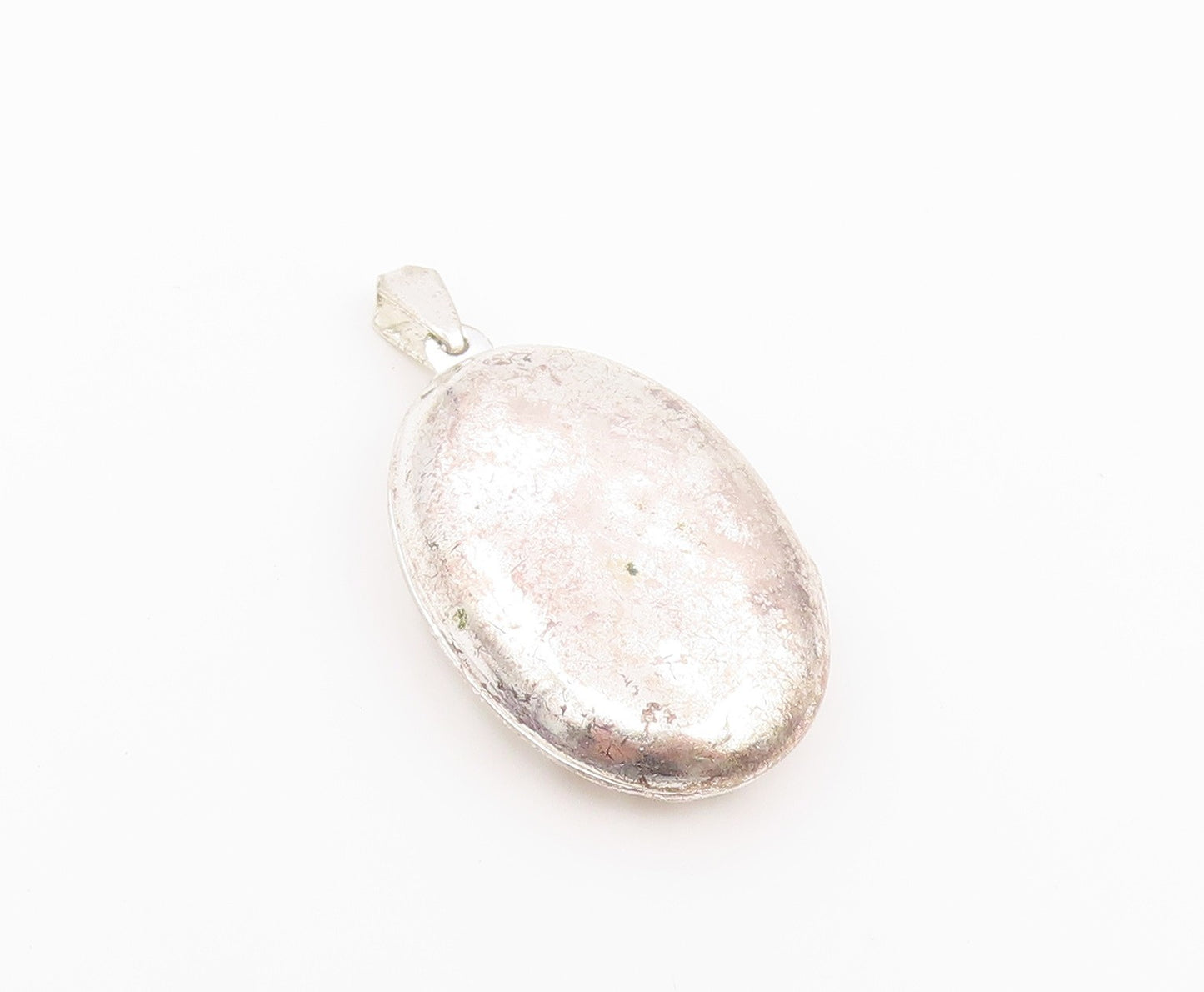 925 Sterling Silver Vintage Pendant Textured Clamshell Locket OPENS  PT26446