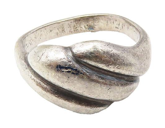 925 Sterling Silver  Vintage Dark Tone Fluted Detail Band Ring Sz 6  RG10317